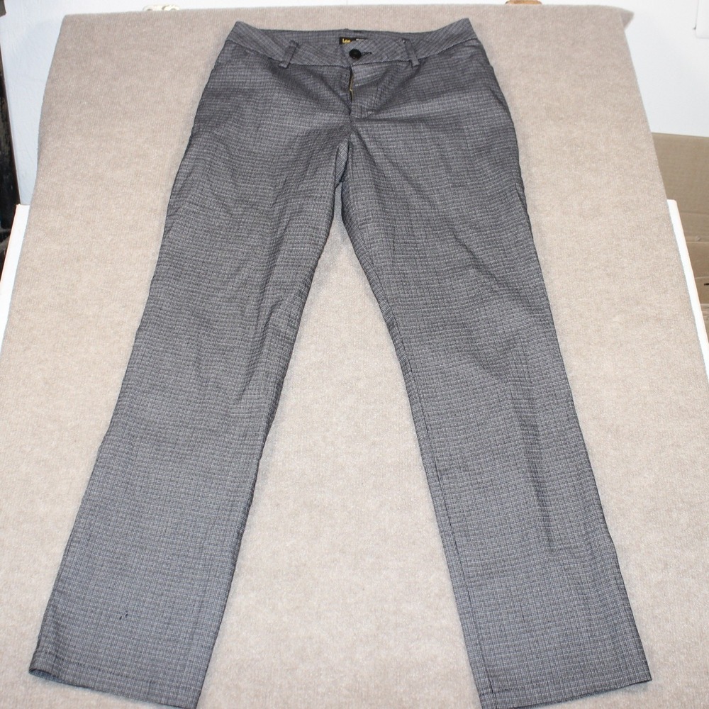Lee Womens 10M Relaxed Fit Straight Leg Mid Rise Pants Grey Wrinkle Free 4637592